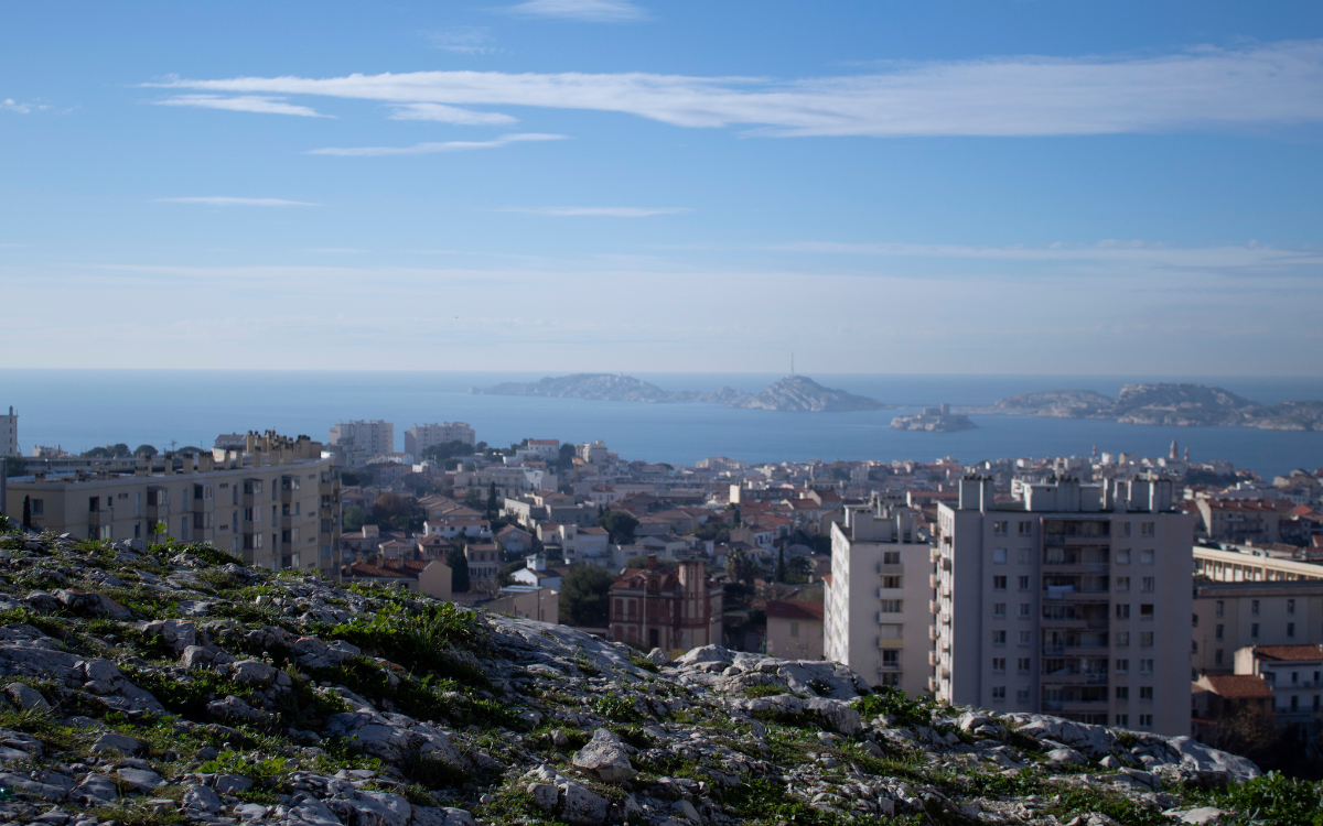 Views from the church at one of the highest points in Marseille, France.